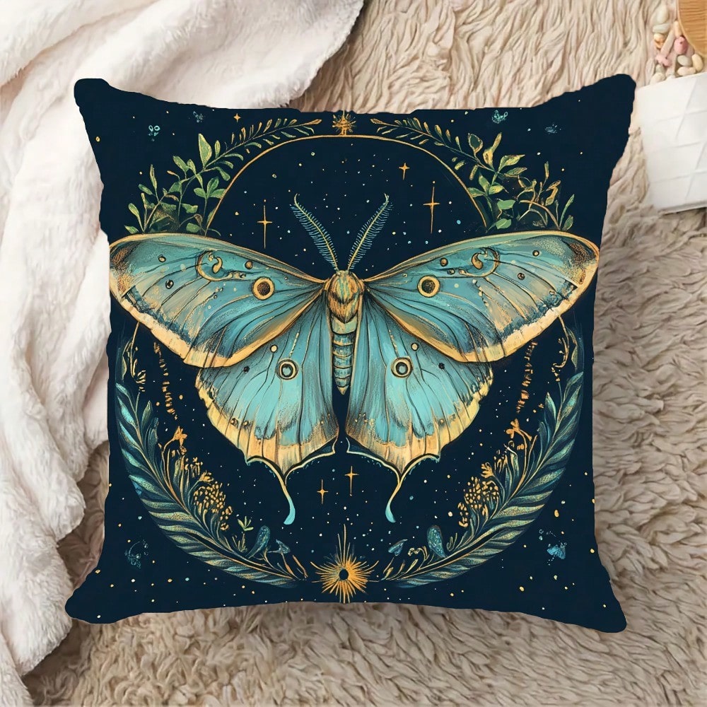 Pillow Insert 18X18 - 1개 18x18인치 보헤미안 나방 & 초승달