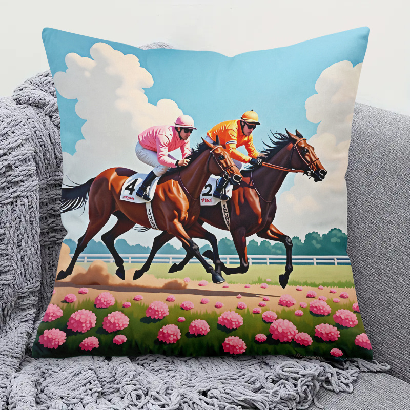Pillow Insert 18X18 - 1개 말 경주 베개 커버 18x18인치