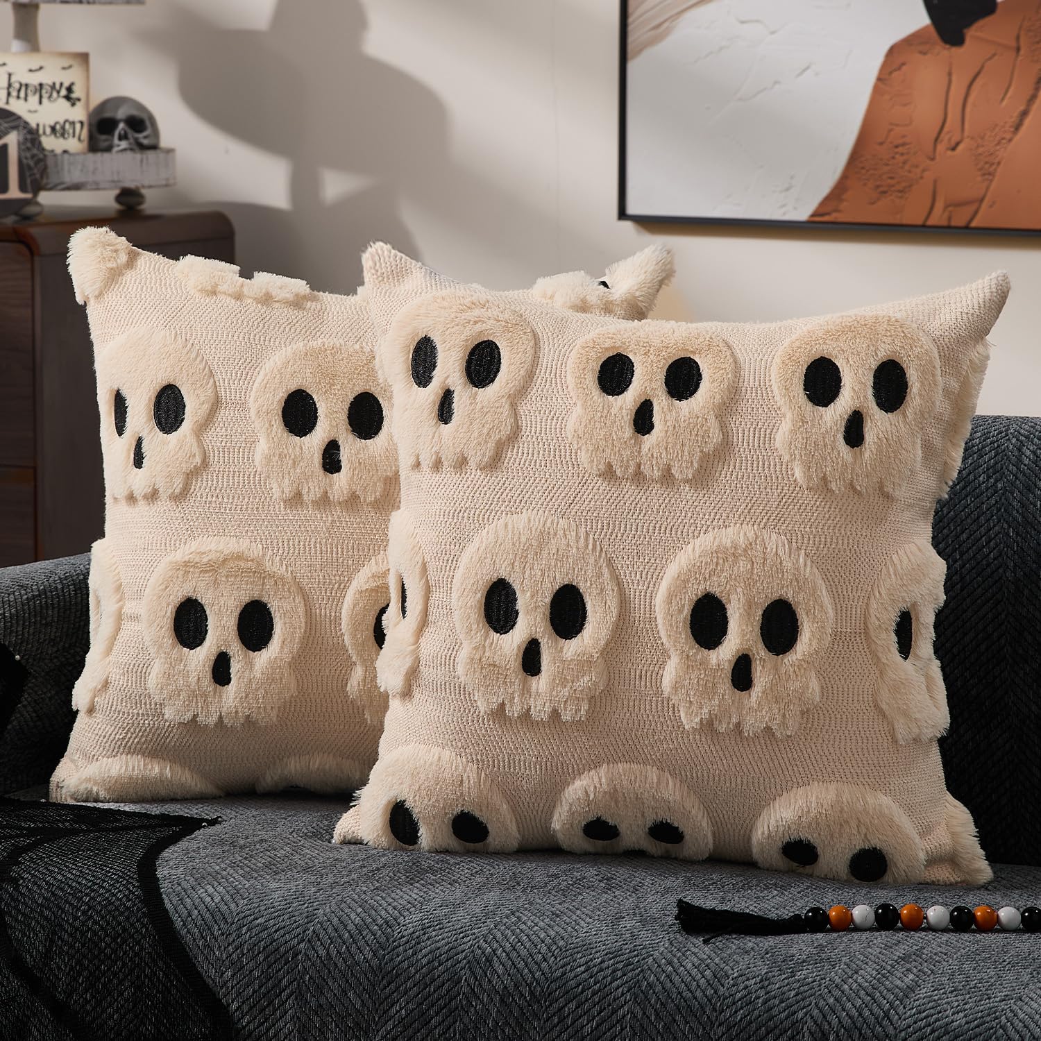 Pillow Insert 18X18 - 할로윈 베개 커버 18x18 인치 베이지색