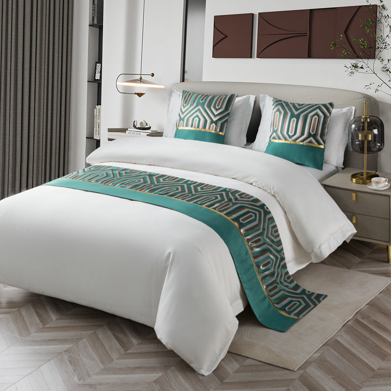 Home Textiles Plaid - 기하학 녹색 다이아몬드 침대 러너 스카프