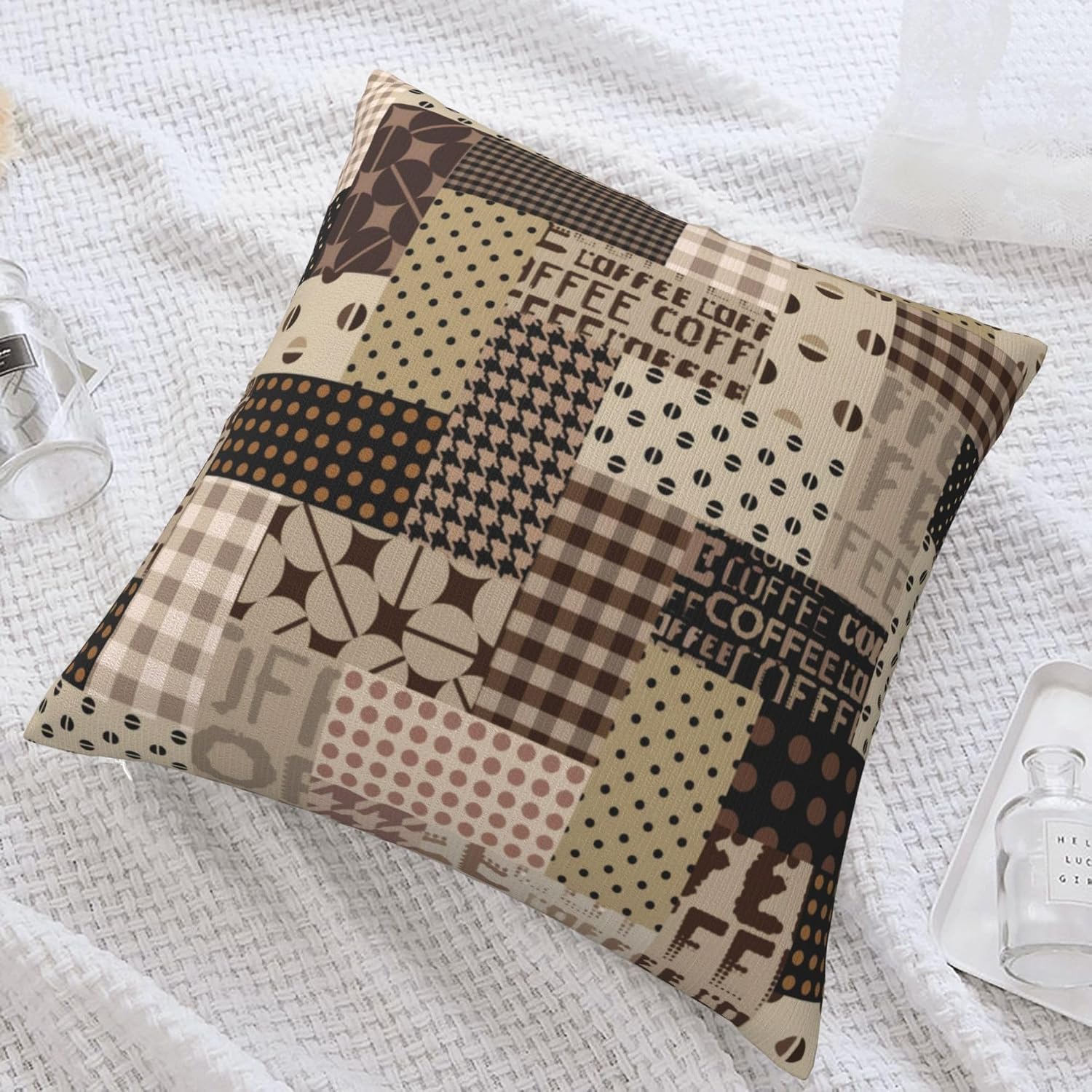 Pillow Insert 18X18 - 커피 타임 쿠션 커버 빈티지 폴카