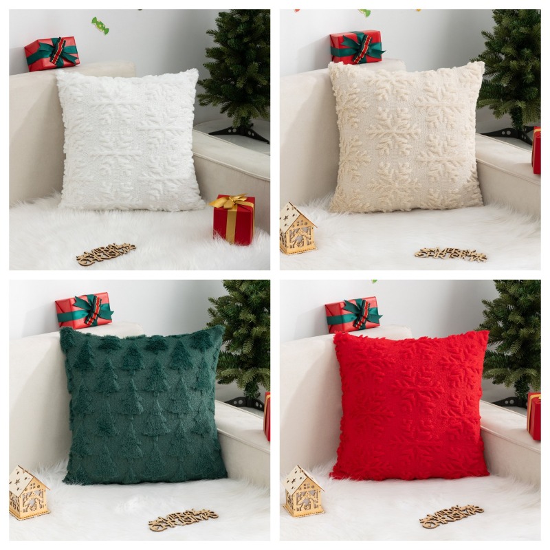 Pillow Insert 18X18 - 크리스마스 눈송이 트리 베개 커버 축제