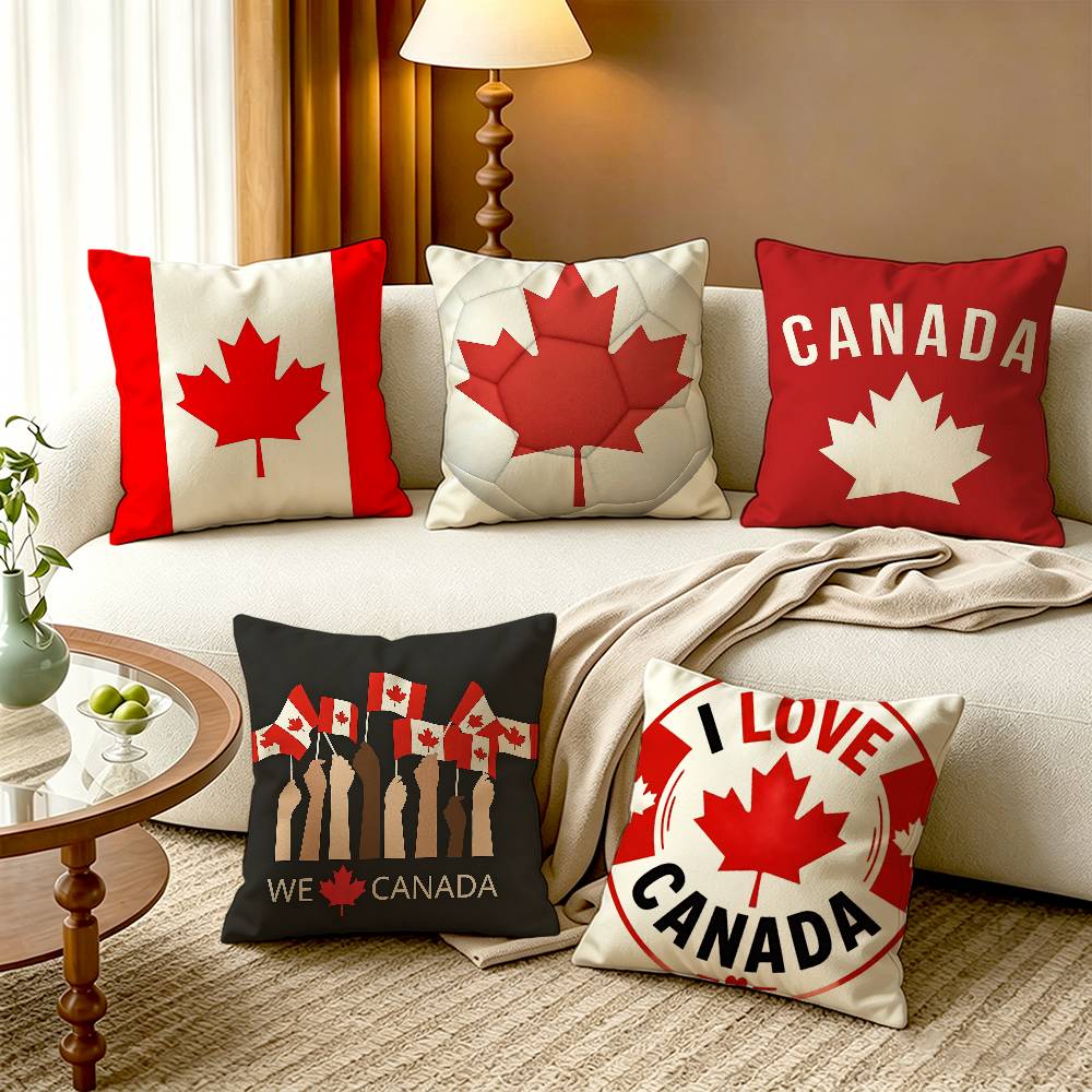 Home Textiles Canada - C-캐나다 국기 면 린넨 사각 베개