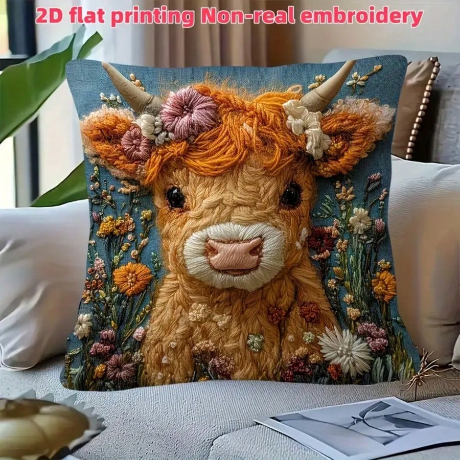 Pillow Insert 18X18 - 1개 빈티지 하이랜드 소 장식용 베개