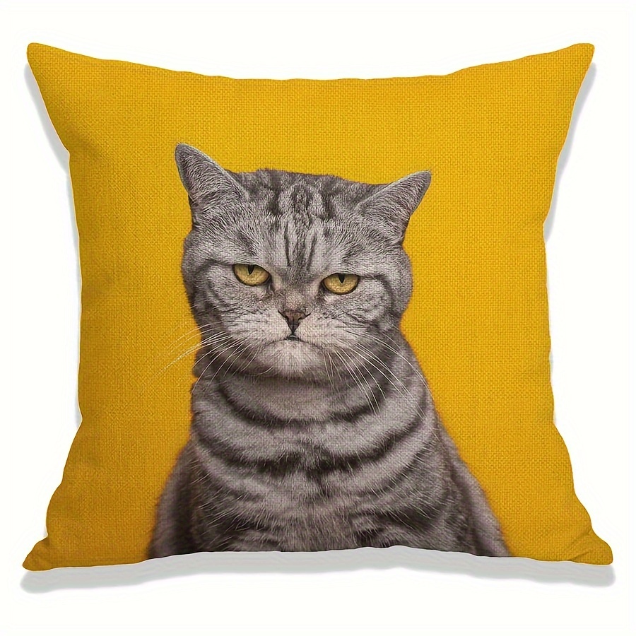 화난 고양이 린넨 쿠션 커버 - 현대적인 스타일의 지퍼 - Pillow Insert 18X18 리뷰 및 가격