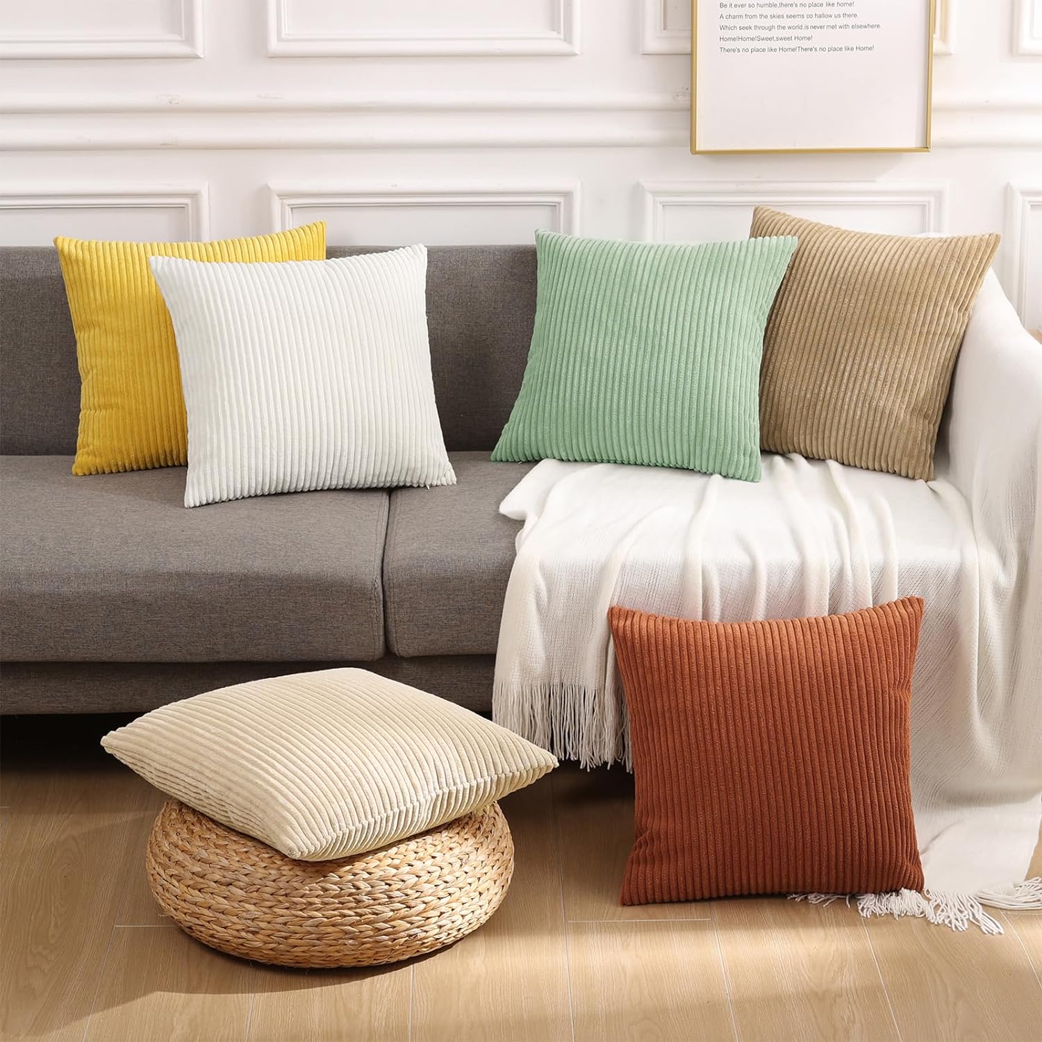 코듀로이 던지기 베개 커버 18x18 스트라이프 장식  - Pillow Insert 18X18 리뷰 및 가격