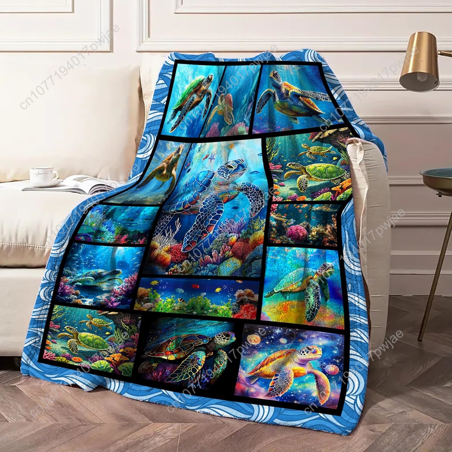 바다거북 플란넬 담요 부드럽고 아늑한 해양 테마의 산호 - Quality Home Textiles 리뷰 및 가격
