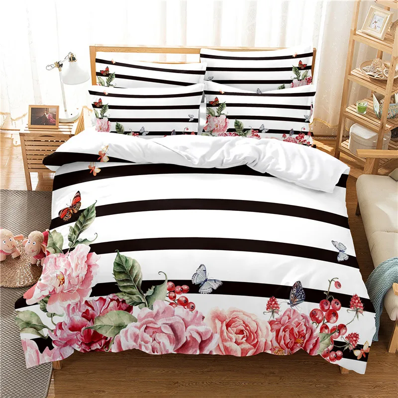 꽃 침구 세트 이불 커버 세트 3d 침구 디지털 인쇄  - Linen Duvet Cover 리뷰 및 가격