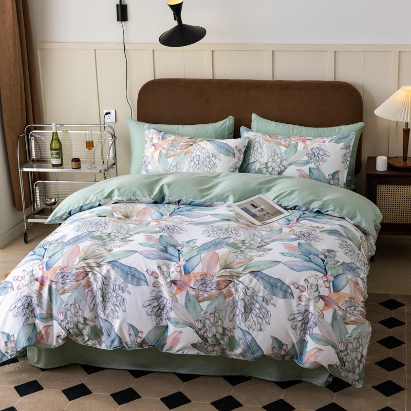 100% 이집트 면 활기찬 열대 잎 꽃 이불 커버 세트 - Home Textiles Premium 리뷰 및 가격