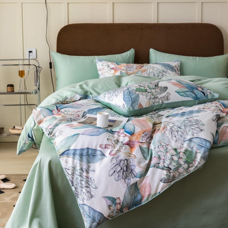 100% 이집트 면 활기찬 열대 잎 꽃 이불 커버 세트 - Home Textiles Premium 리뷰 및 가격