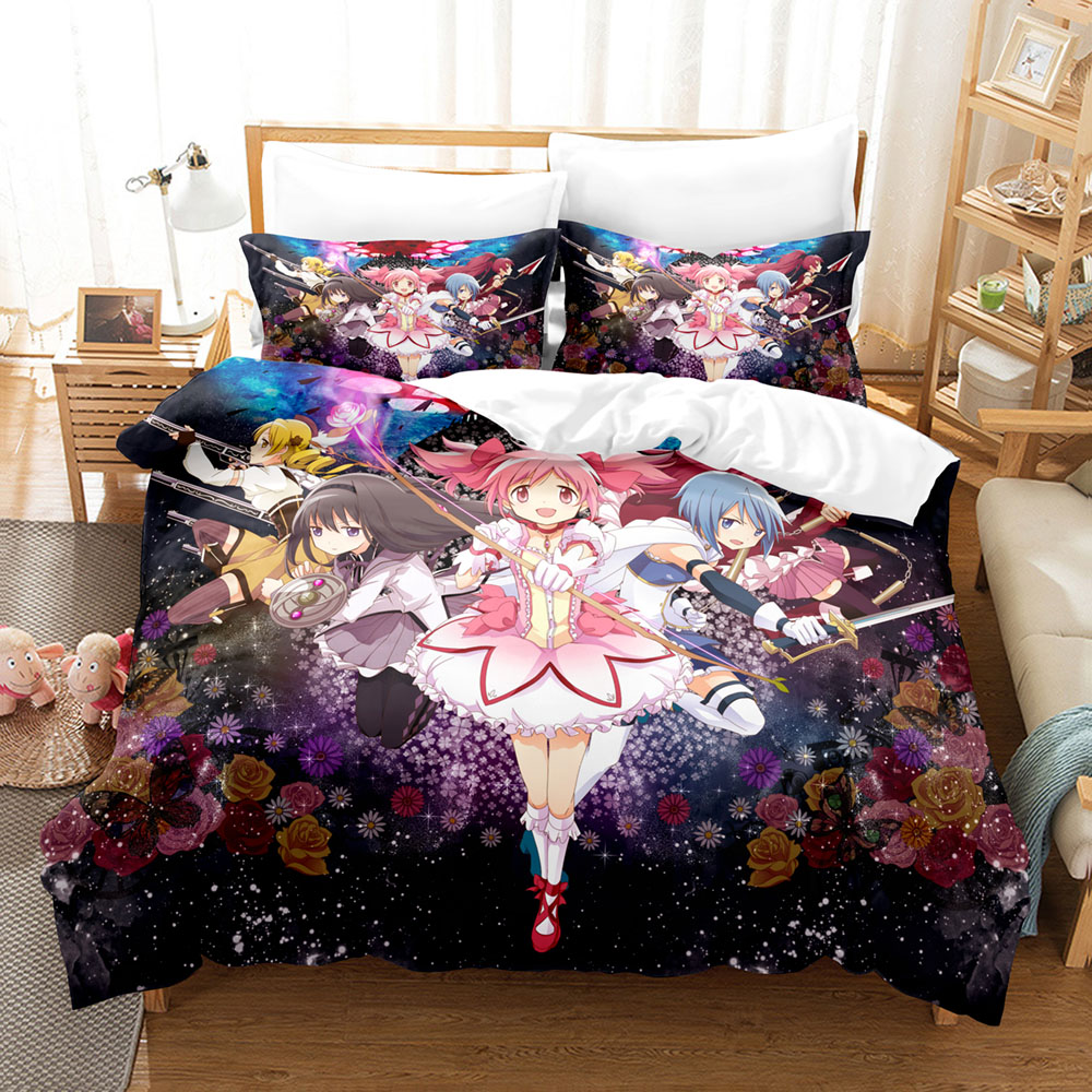 귀여운 애니메이션 마법소녀 마도카 마기카 침구 세트 이 - Linen Duvet Cover 리뷰 및 가격