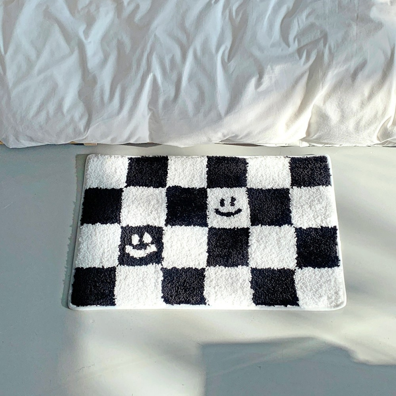 VIKAMA 체커보드 프린트 도어 매트 플러시 안티 슬 - Home Textiles Plaid 리뷰 및 가격