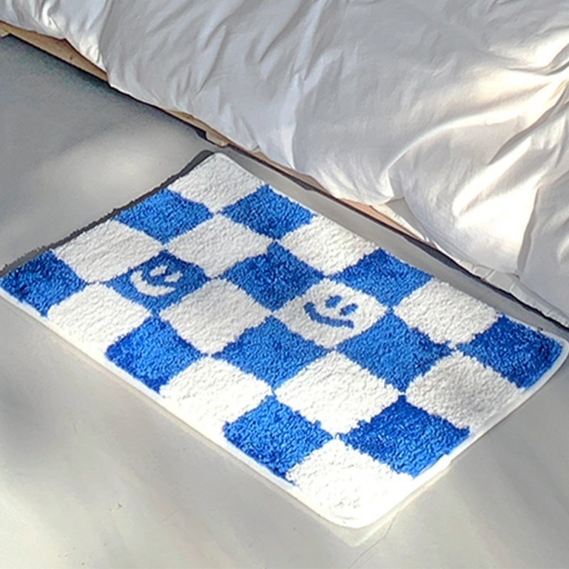 VIKAMA 체커보드 프린트 도어 매트 플러시 안티 슬 - Home Textiles Plaid 리뷰 및 가격