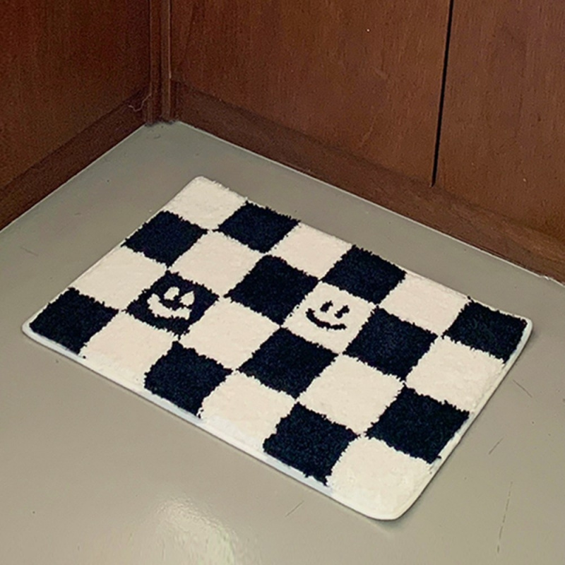 VIKAMA 체커보드 프린트 도어 매트 플러시 안티 슬 - Home Textiles Plaid 리뷰 및 가격