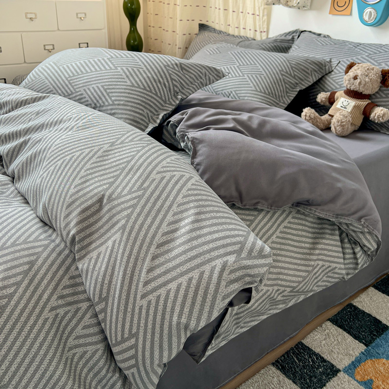 4PC 그레이 기하학 무늬 침구 세트, 모던 쉐브론 스 - Linen Duvet Cover 리뷰 및 가격