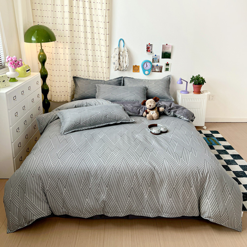4PC 그레이 기하학 무늬 침구 세트, 모던 쉐브론 스 - Linen Duvet Cover 리뷰 및 가격