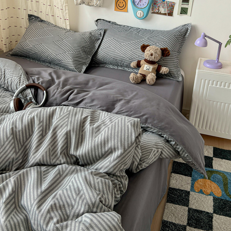 4PC 그레이 기하학 무늬 침구 세트, 모던 쉐브론 스 - Linen Duvet Cover 리뷰 및 가격