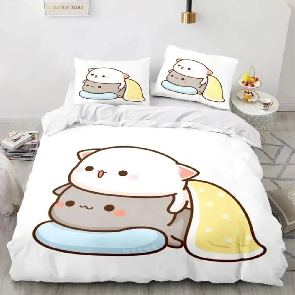 3D 만화 귀여운 복숭아 고양이 프린트 침구 세트 이불 - Linen Duvet Cover 리뷰 및 가격