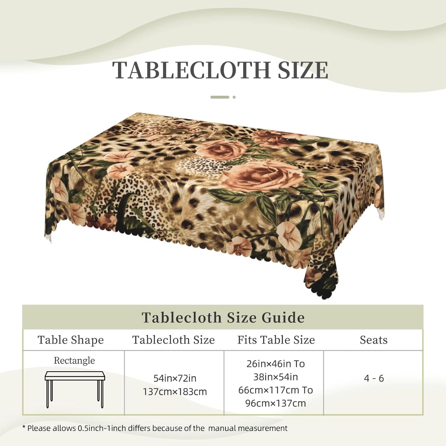 세련된 레오파드 로즈 꽃무늬 테이블보, 이국적인 주방  - Home Textiles Premium 리뷰 및 가격