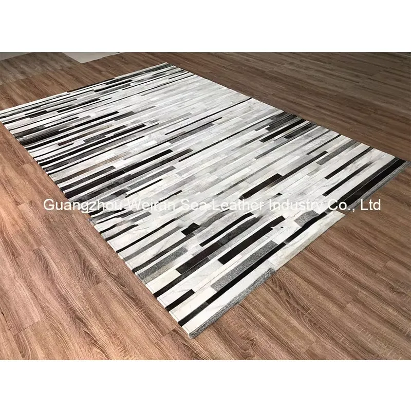 수입 그레이 스트라이프 소가죽 퍼 패치워크 카펫 (가정 - Home Textiles Importers In Usa 리뷰 및 가격
