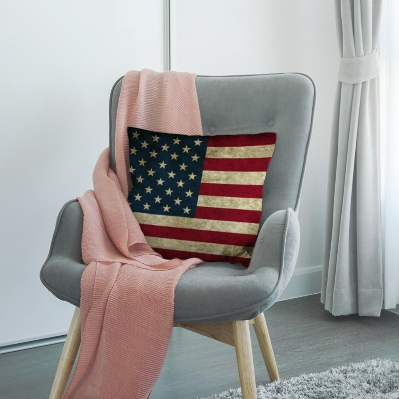 빈티지 미국 국기 리넨 베개 커버, 가정 장식 및 독특 - Quality Home Textiles 리뷰 및 가격
