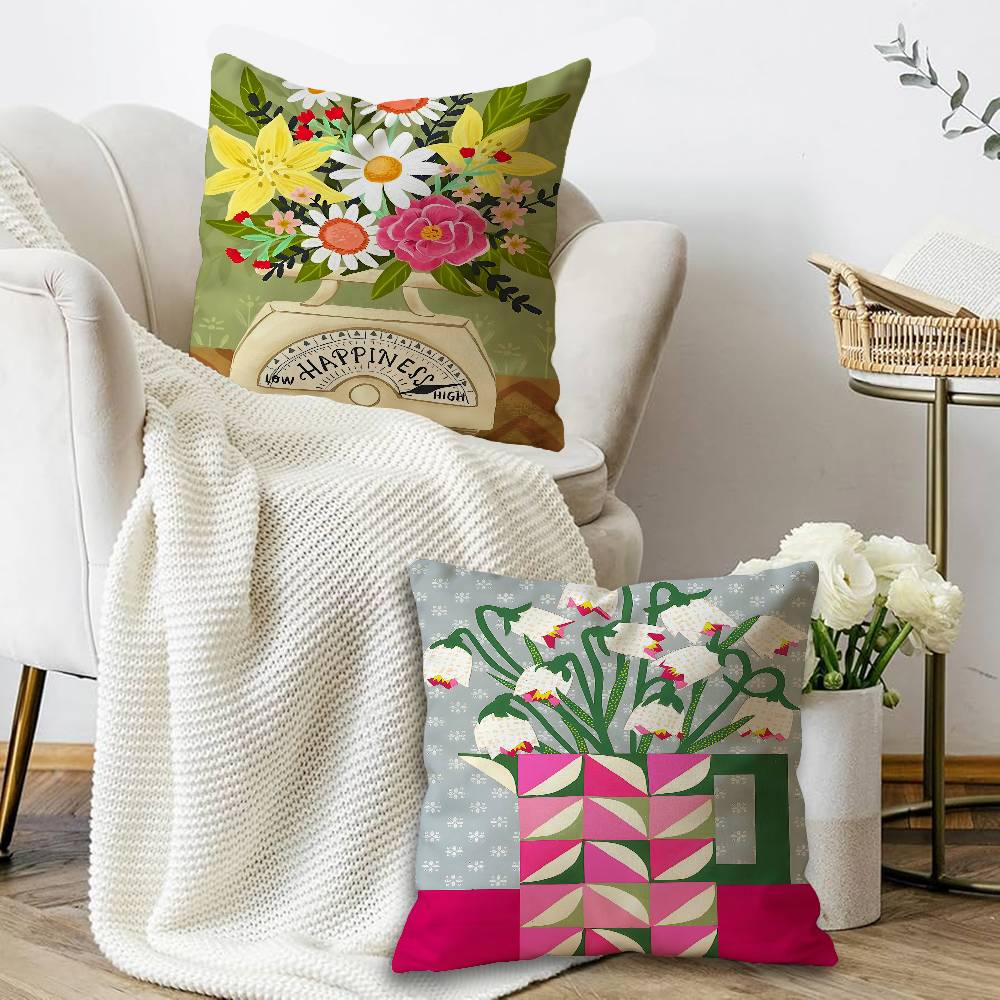 핑크 플라워 마켓 꽃병 플로럴 플랜트 베개 커버 소파  - Home Textiles Market 리뷰 및 가격