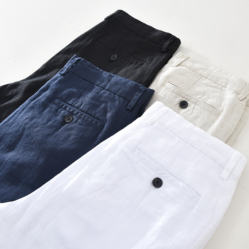 일본 스타일 심플 남성 린넨 캐주얼 팬츠 루즈핏 통기성 - Home Textiles Store 리뷰 및 가격