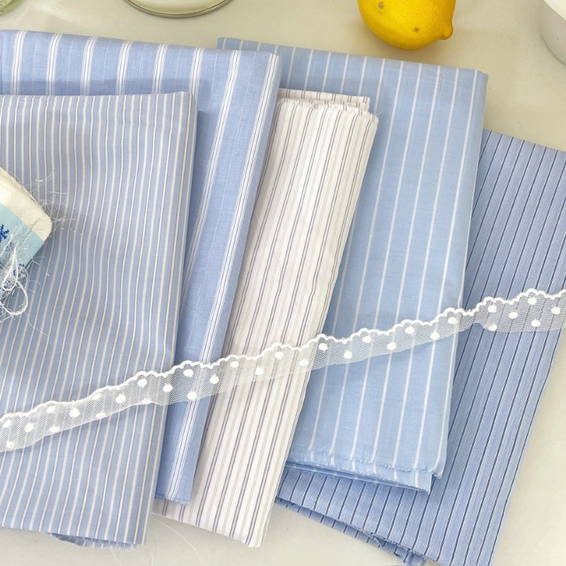 0.5m/2m 한국 스타일 블루 스트라이프 순면 원단  - Home Textiles Plaid 리뷰 및 가격