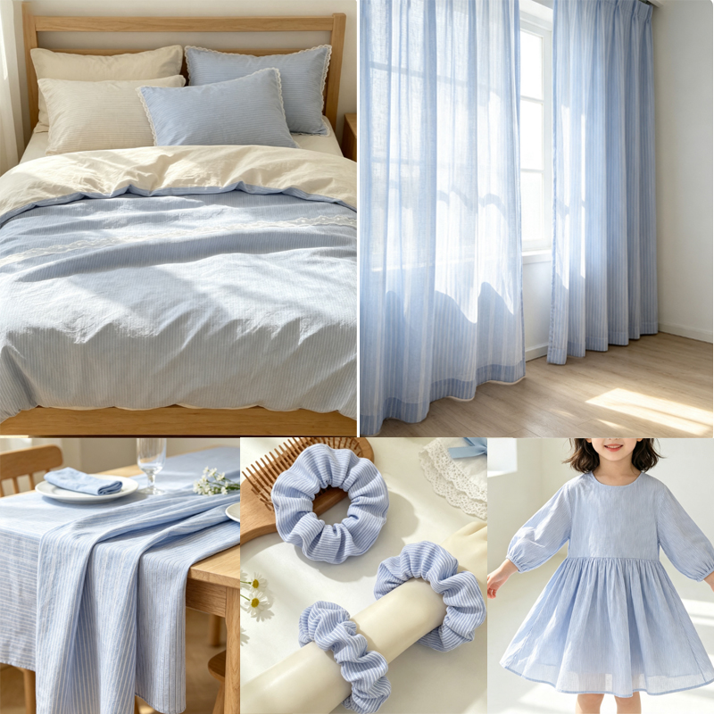0.5m/2m 한국 스타일 블루 스트라이프 순면 원단  - Home Textiles Plaid 리뷰 및 가격