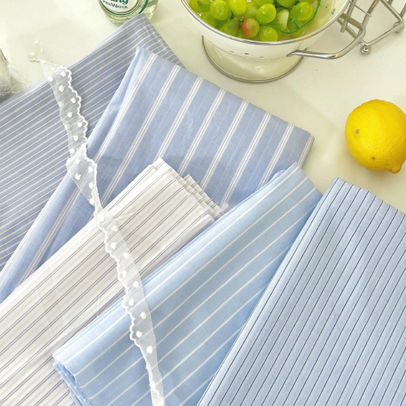 0.5m/2m 한국 스타일 블루 스트라이프 순면 원단  - Home Textiles Plaid 리뷰 및 가격