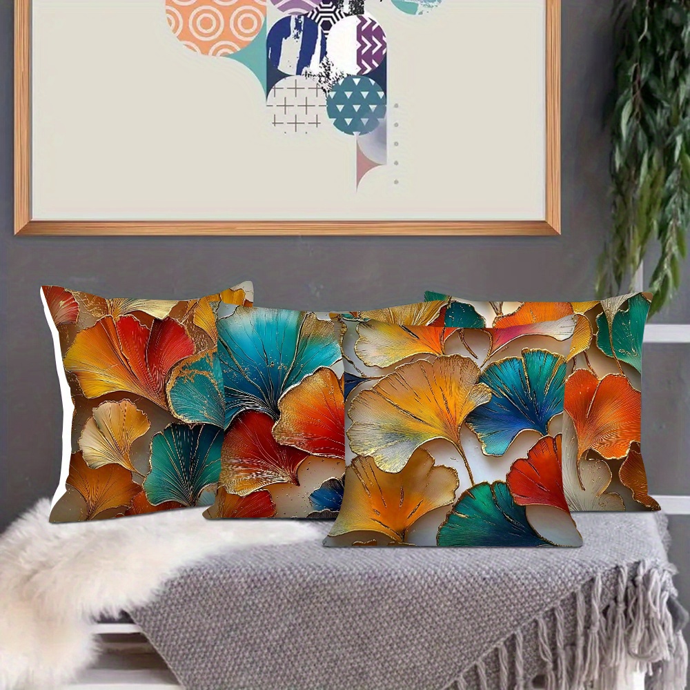 베개 커버 4개 세트, 은행잎 패턴, 생생한 색상, 예 - Pillow Insert 18X18 리뷰 및 가격