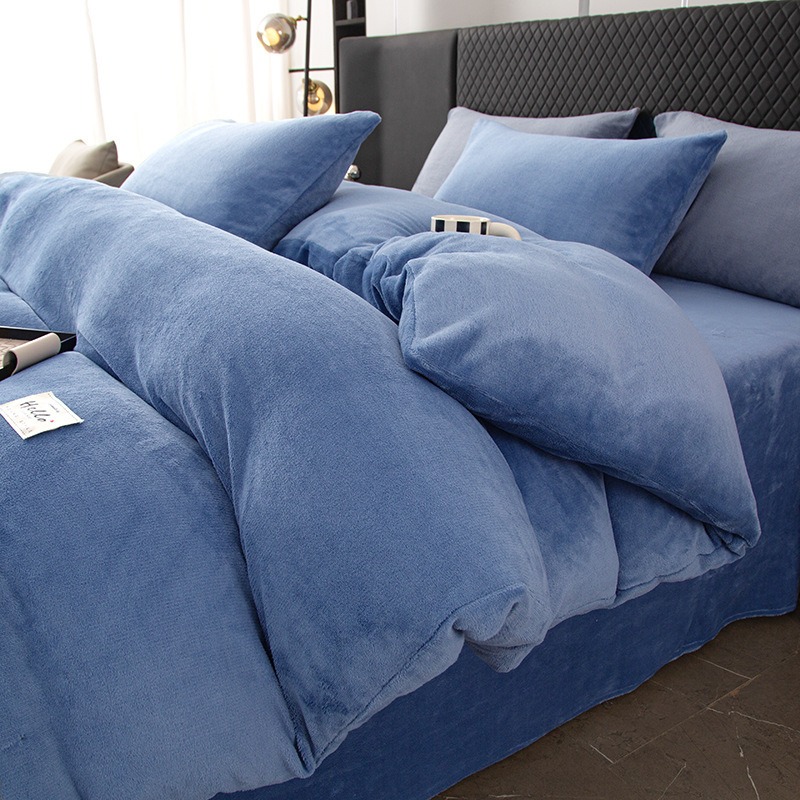 두꺼운 밀크 벨벳 4피스 침구 세트 양면 코랄 플리스  - Linen Duvet Cover 리뷰 및 가격