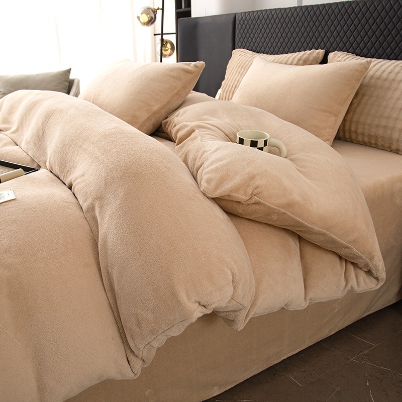 두꺼운 밀크 벨벳 4피스 침구 세트 양면 코랄 플리스  - Linen Duvet Cover 리뷰 및 가격