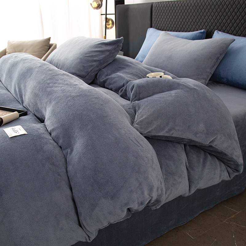 두꺼운 밀크 벨벳 4피스 침구 세트 양면 코랄 플리스  - Linen Duvet Cover 리뷰 및 가격