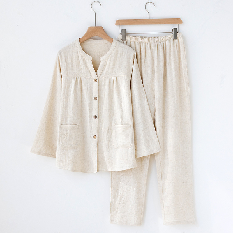 일본 스타일 여성용 브이넥 파자마 심플 디자인 버튼 프 - Home Textiles Store 리뷰 및 가격