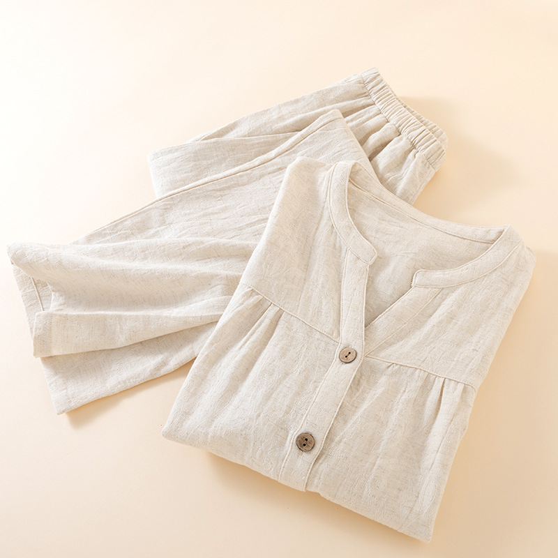 일본 스타일 여성용 브이넥 파자마 심플 디자인 버튼 프 - Home Textiles Store 리뷰 및 가격